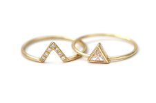 Trillion Diamon Ring &amp; Pave Diamond V Ring by Artemer